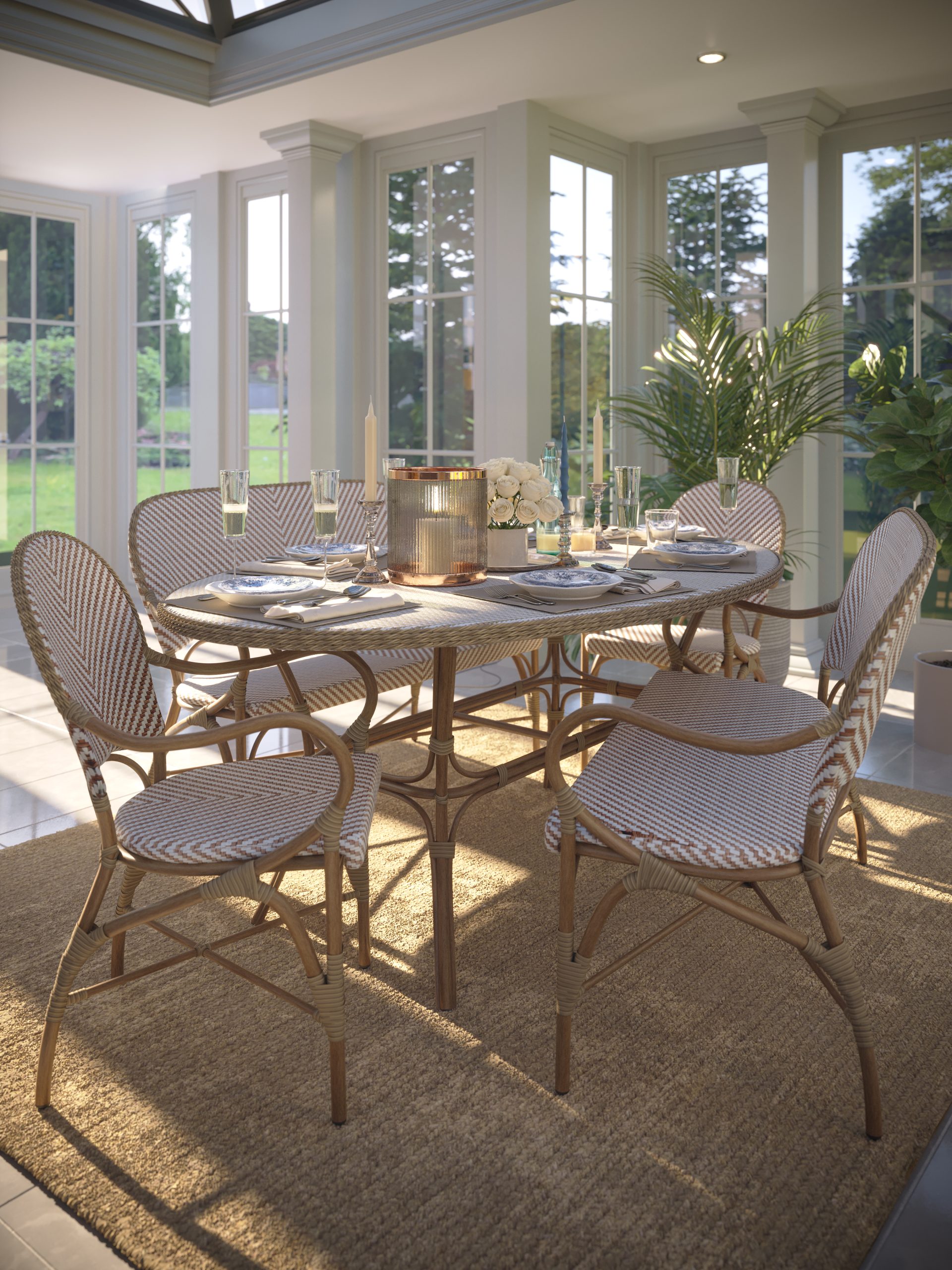 Laura Ashley Rattan Furniture - Riviera Dining Set with Benches